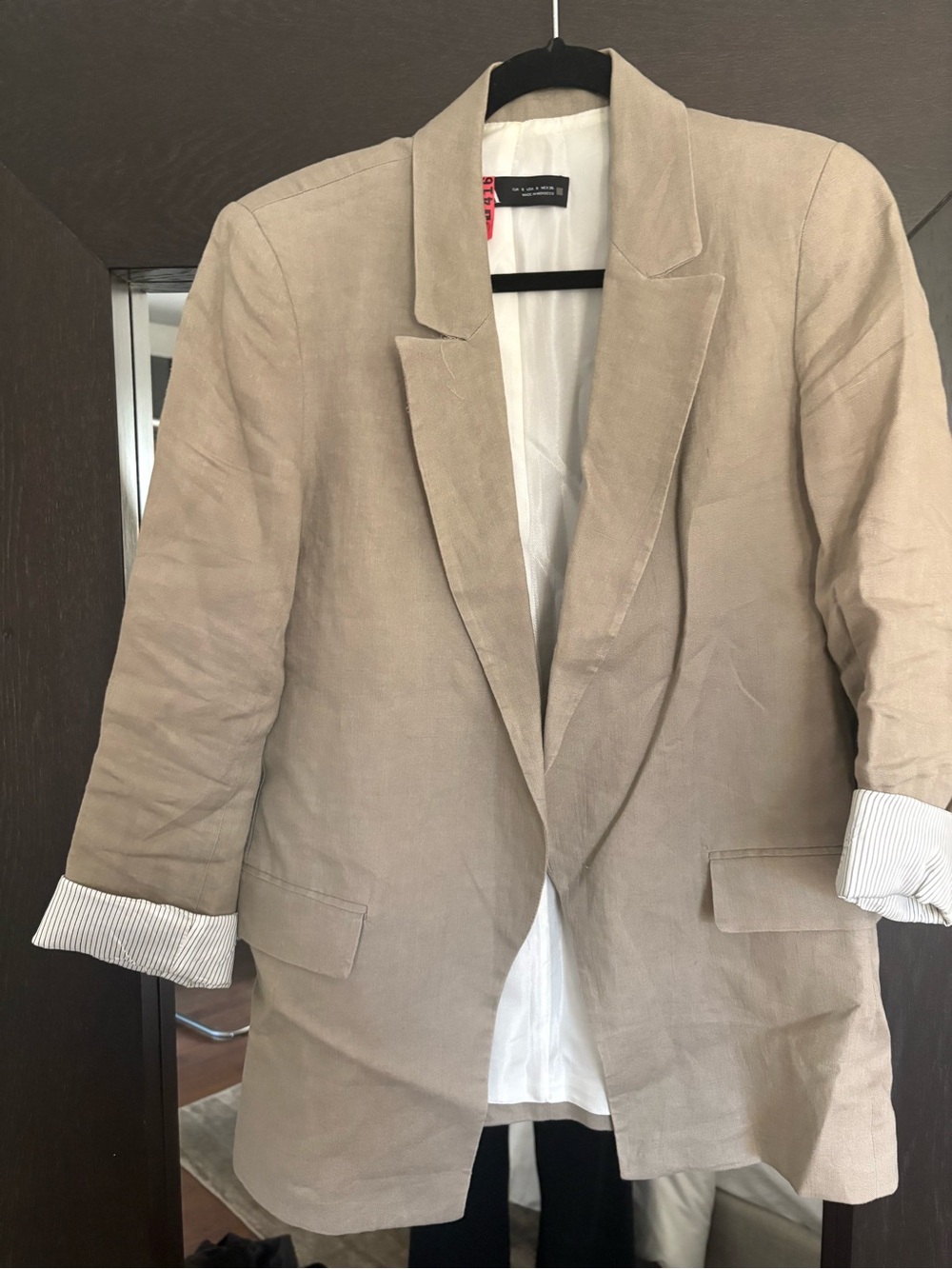 Beige Linen Blend Blazer